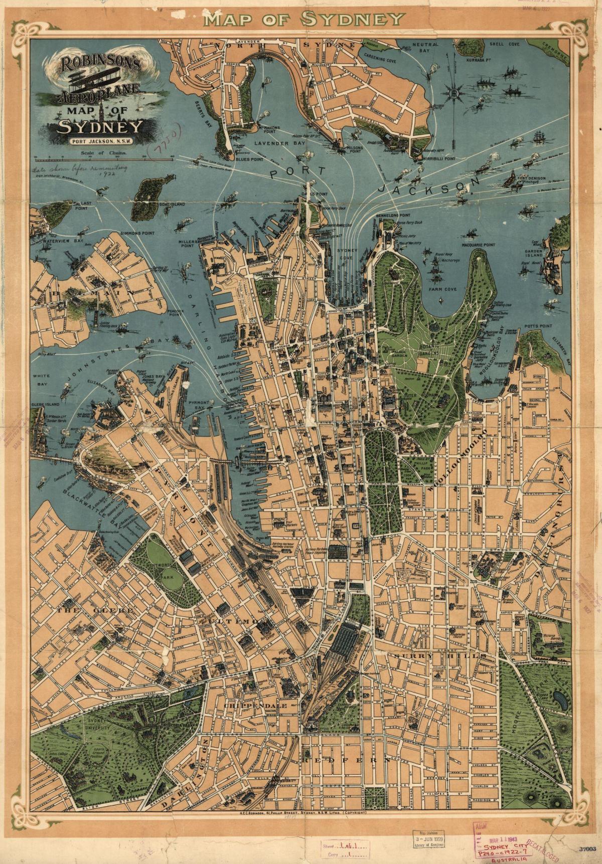 Historische Karte von Sydney