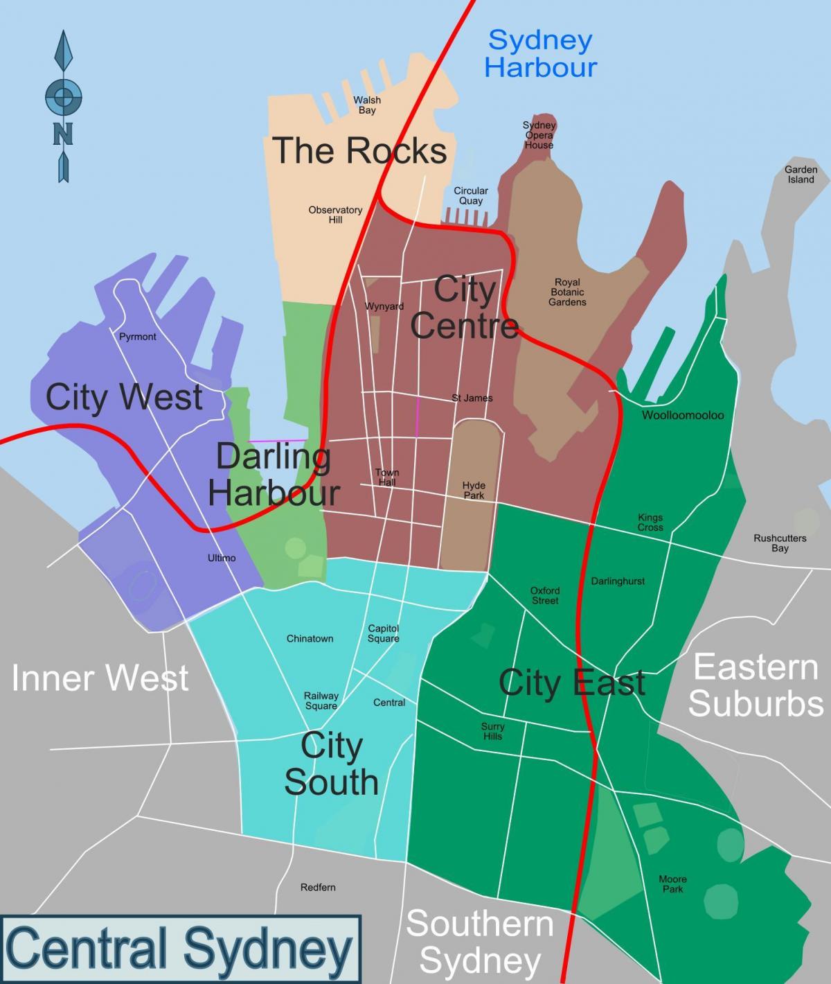 Karte des Bezirks Sydney