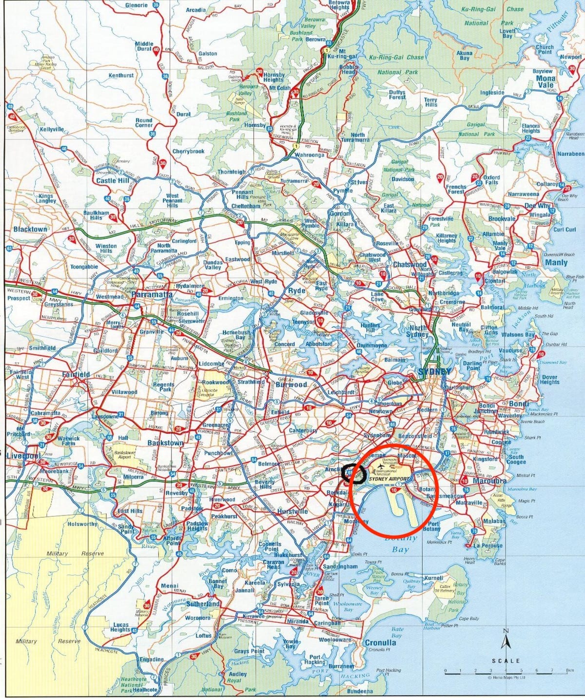 Karte der Flughäfen von Sydney