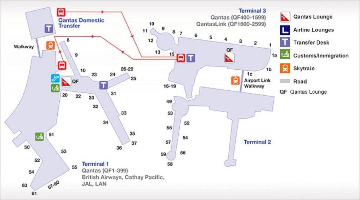 Karte des Flughafenterminals von Sydney