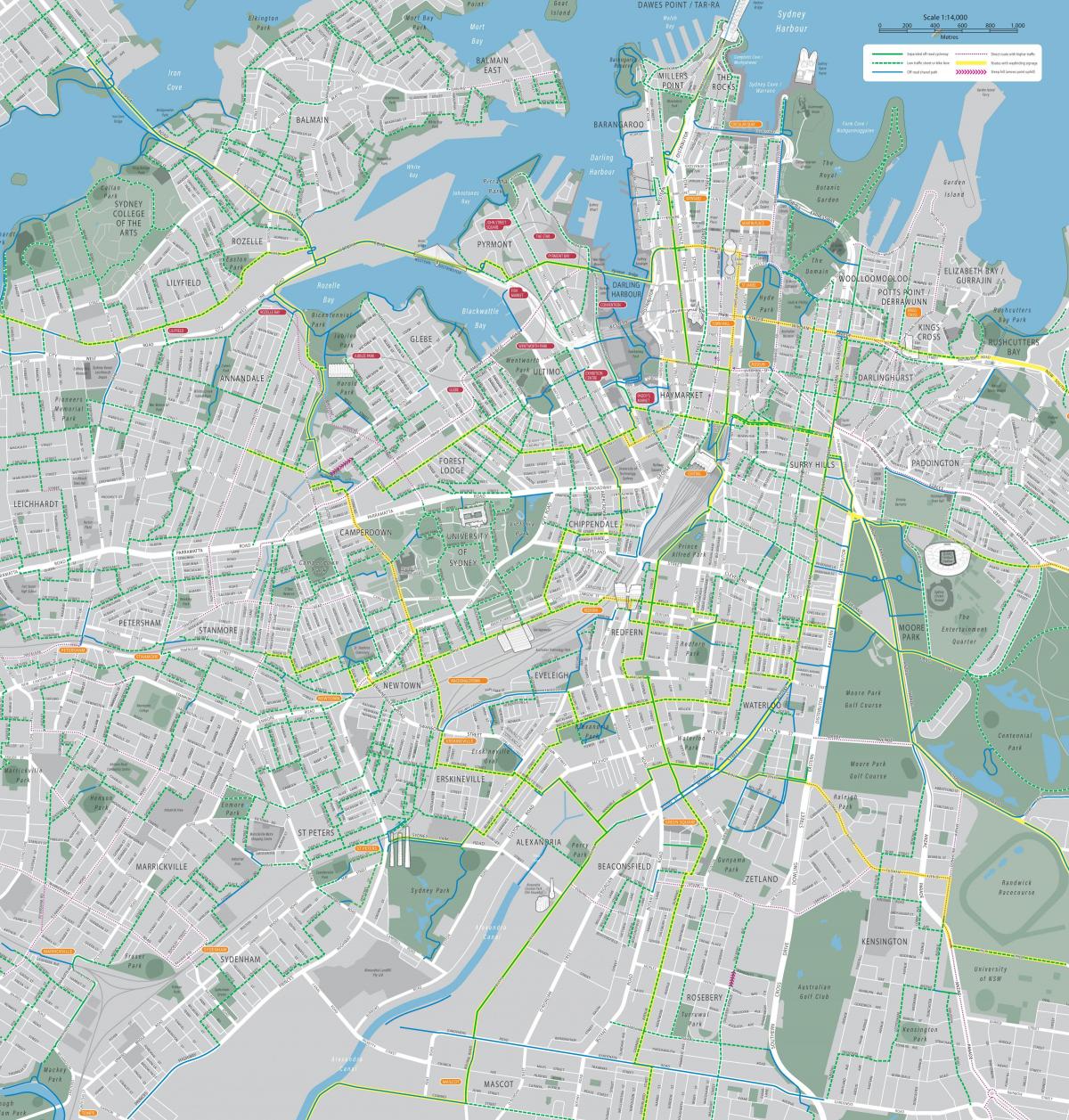 Karte der Radwege in Sydney