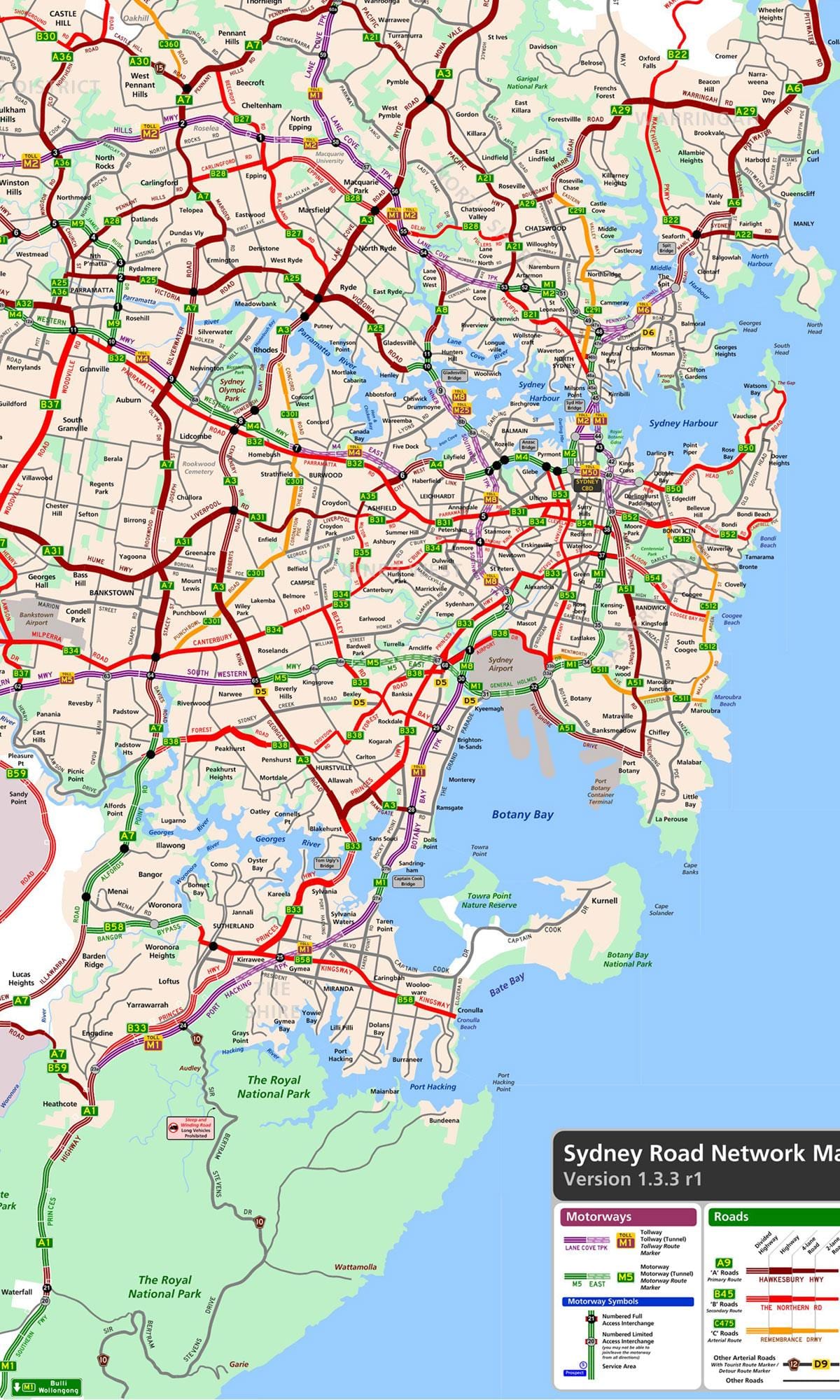 Straßenkarte von Sydney