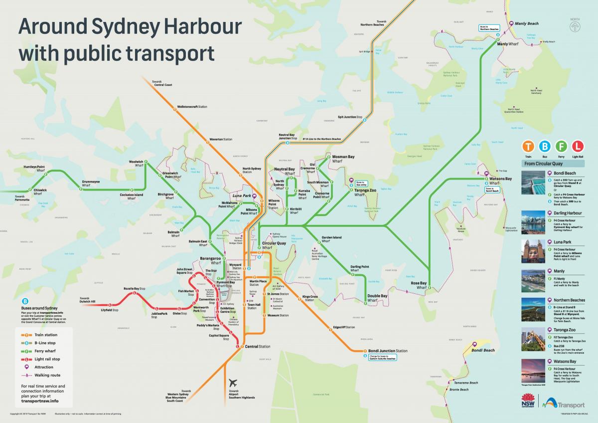 Karte der Verkehrsmittel in Sydney