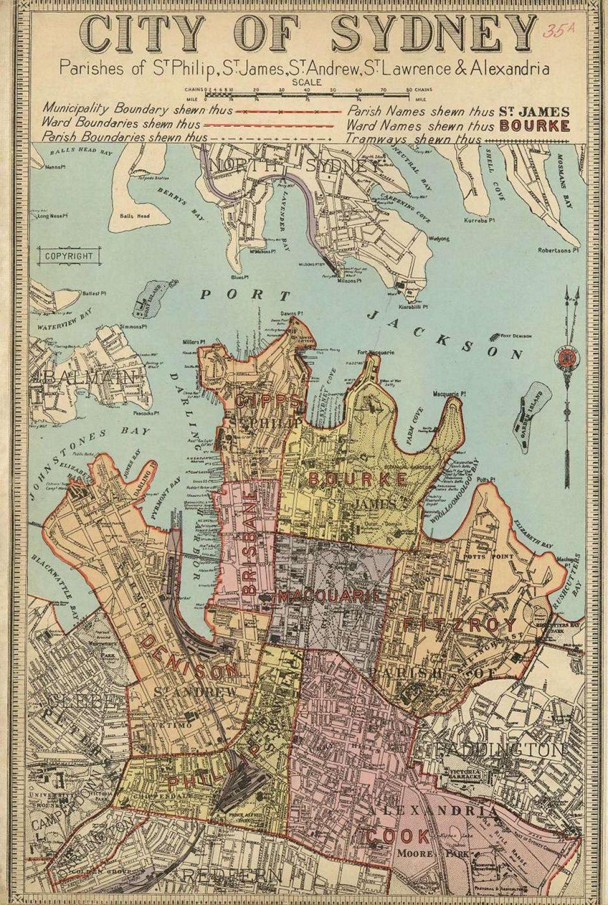 Antike Karte von Sydney